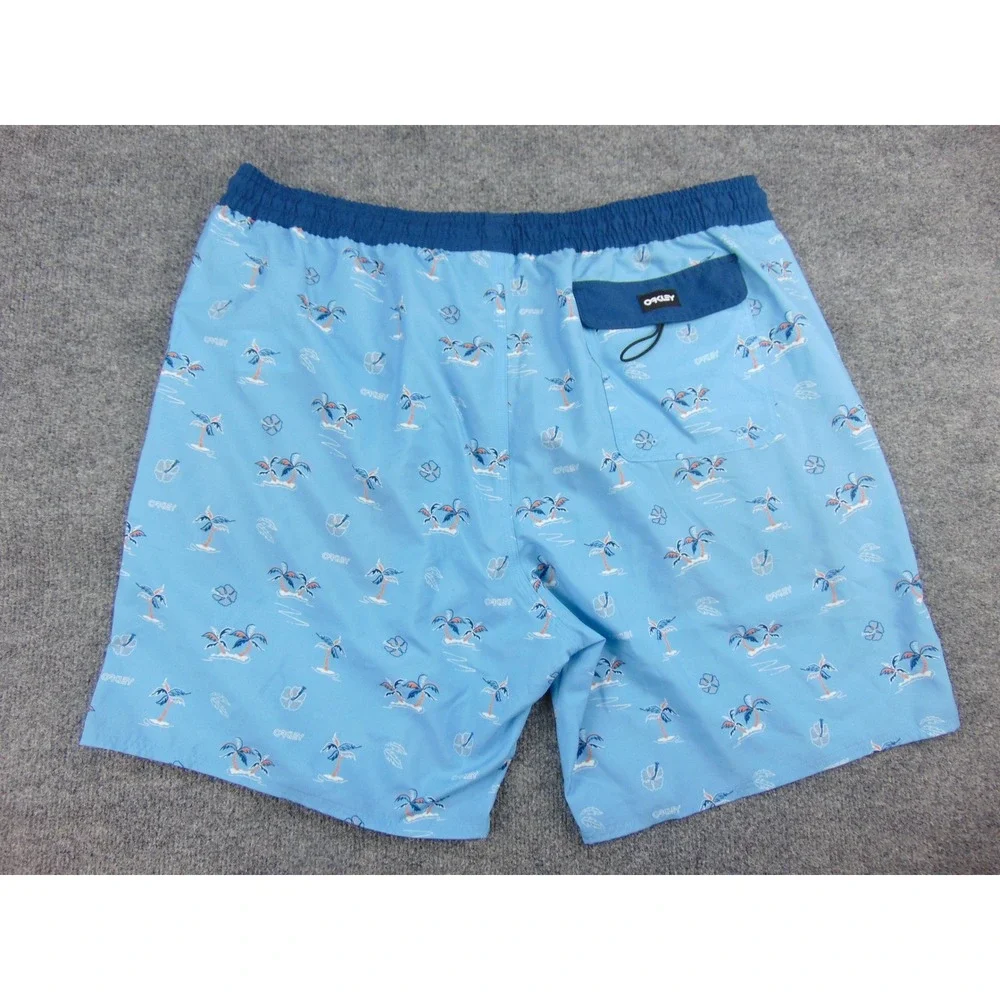 Oakley Tropics B1B Beach Short Mens 2XL Blue Palm Tree‎ Tropical Beachwear Surf